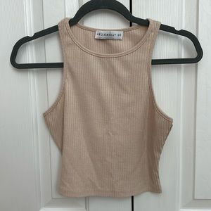 Tan Hello Molly Racerback Tank